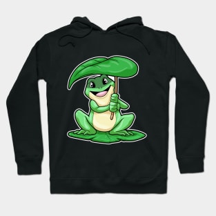 Frog on Leaf with Umbrella Hoodie